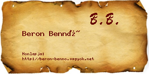 Beron Bennó névjegykártya